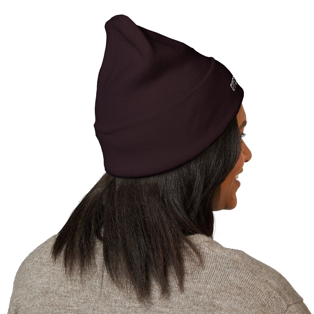Overthinking | Dark Colored, Classic Cuffed Beanie (Embroidery)