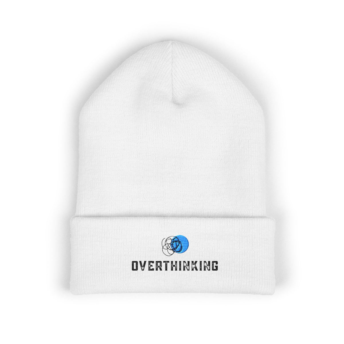 Overthinking | Light Colored, Classic Cuffed Beanie (Embroidery)