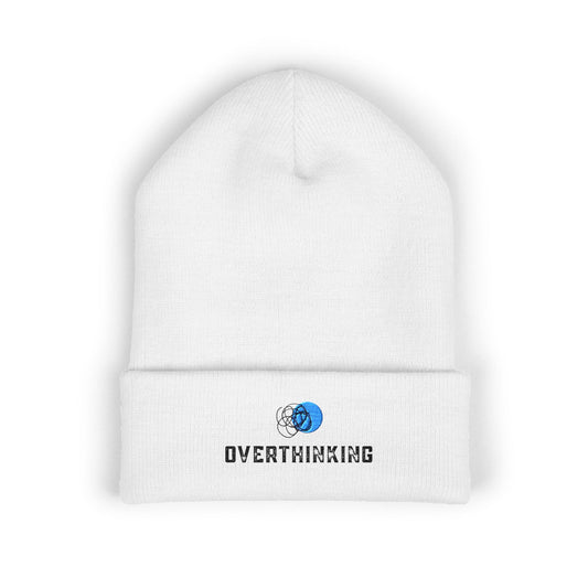 Overthinking | Light Colored, Classic Cuffed Beanie (Embroidery)