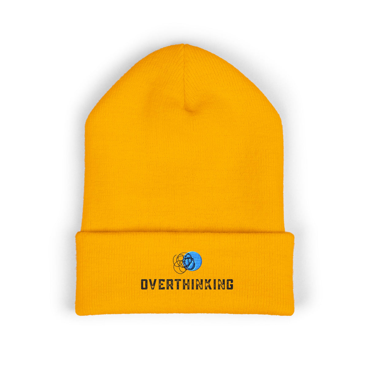 Overthinking | Light Colored, Classic Cuffed Beanie (Embroidery)