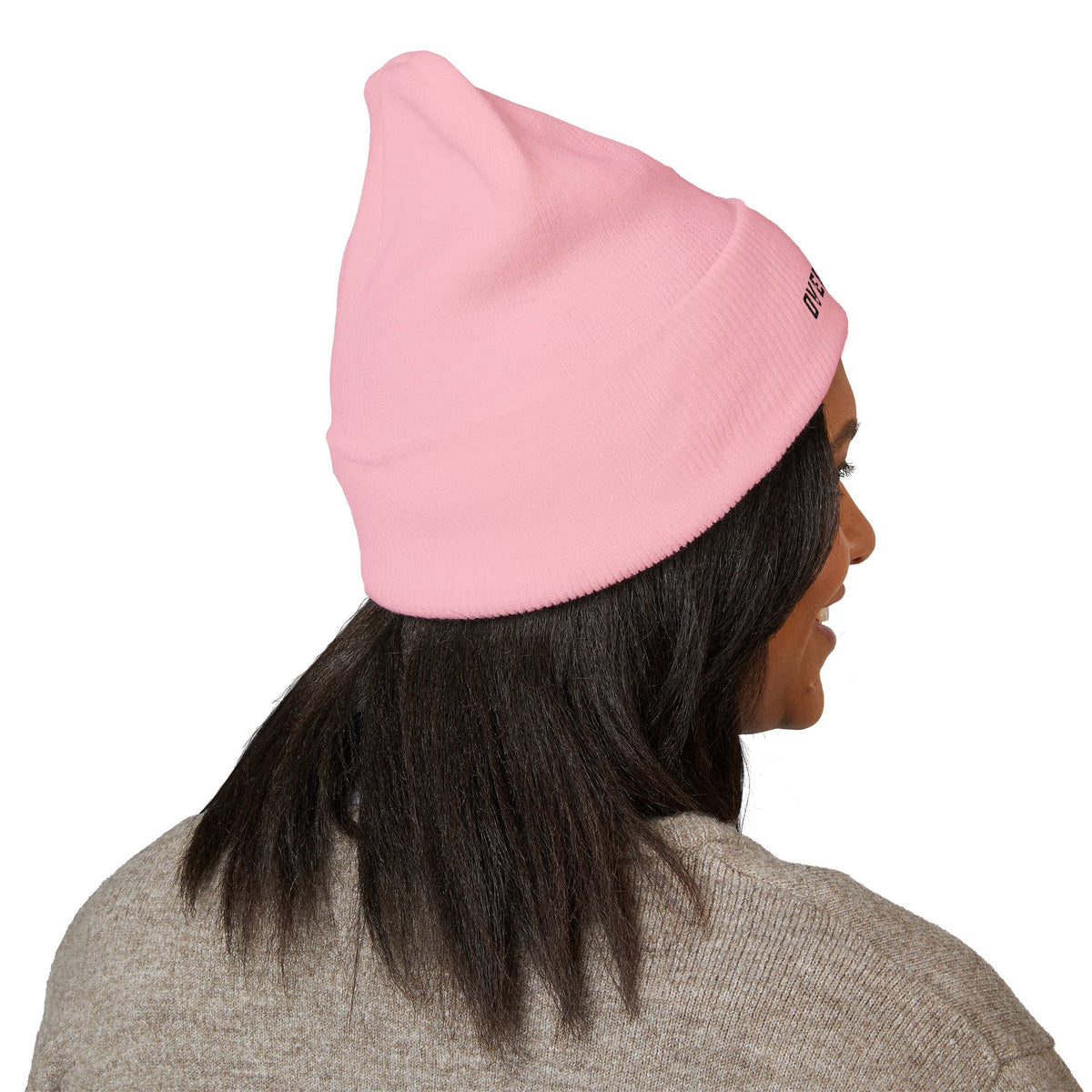 Overthinking | Light Colored, Classic Cuffed Beanie (Embroidery)
