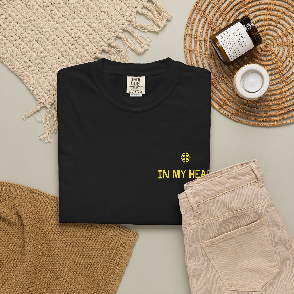 "In My Head" Tee | Abstract Ripple Design, Black Graphic Tee