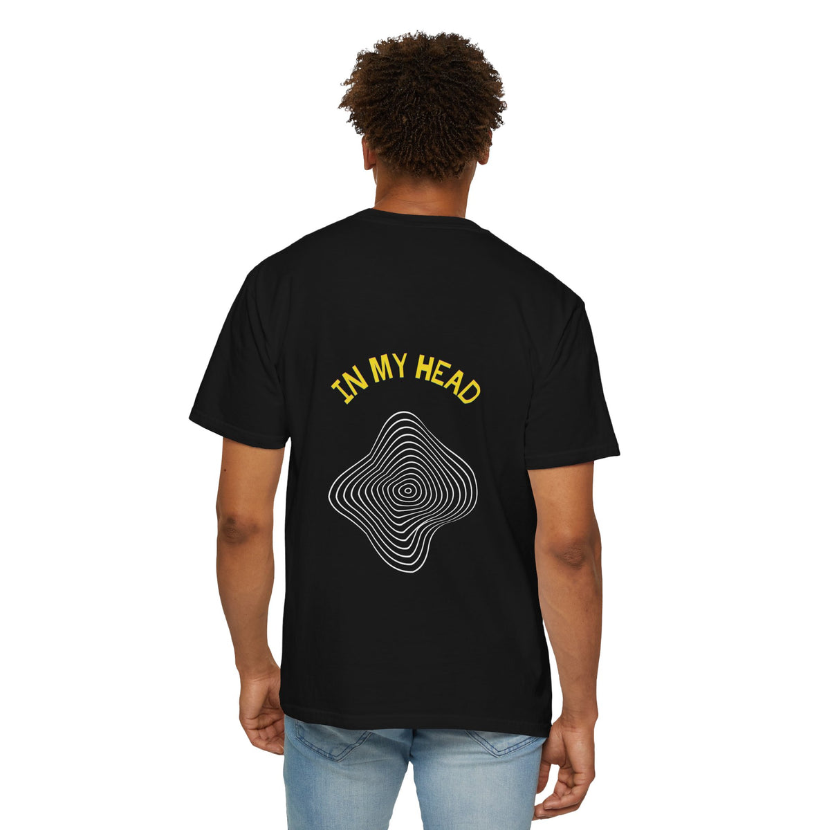 "In My Head" Tee | Abstract Ripple Design, Black Graphic Tee