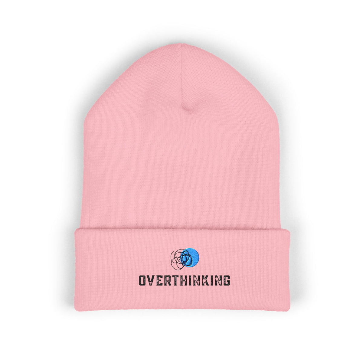 Overthinking | Light Colored, Classic Cuffed Beanie (Embroidery)