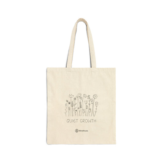 "Quiet Growth" Cotton Canvas Tote Bag | Illustrated Mental Health Art